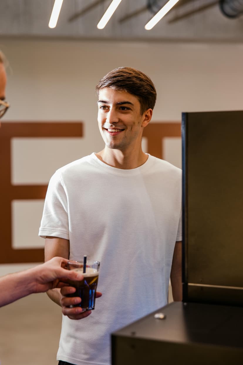 A guest enjoying a drink